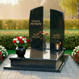Элитный католический памятник со стеклом - ПН237