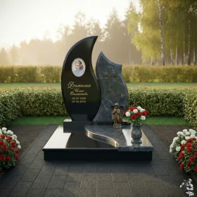 Комбинированный памятник с крестом для одного - ПН241