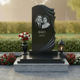 Гранитный мемориальный комплекс на двоих с крестом - ПН442
