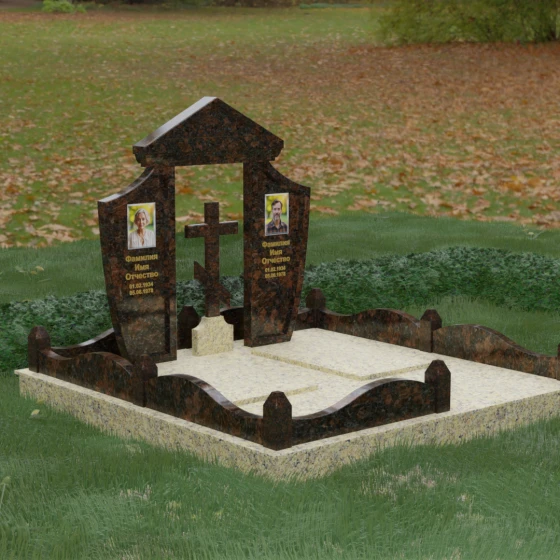 Мемориальная арка с православным крестом, гранит Дымовский
