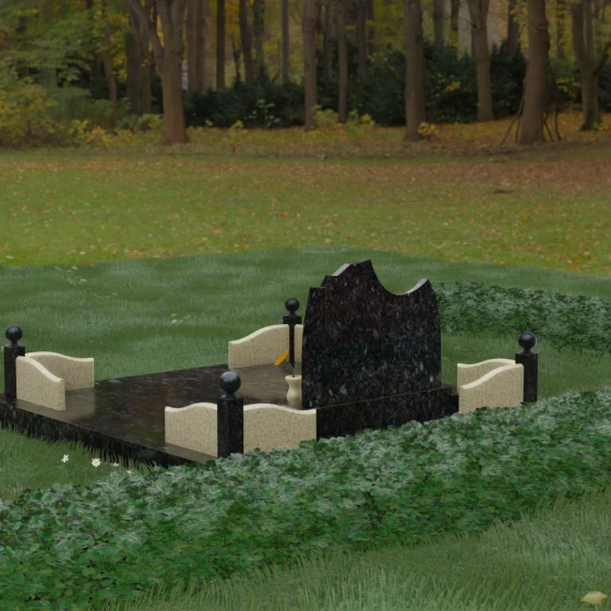 Надгробие-книга с резьбой по камню, гранит Блю Перл, вид 3
