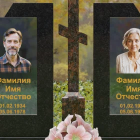 Памятник горизонтальный Православный со стеклом - П246