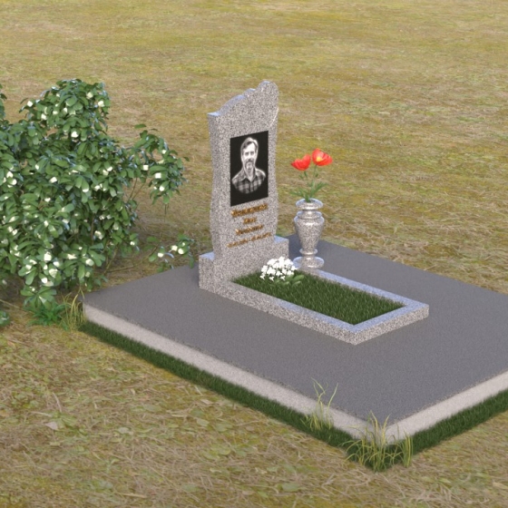 Величественная стела с вырезом-сердцем, гранит Мансуровский, вид 2