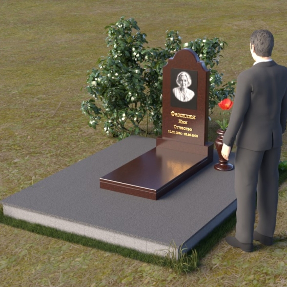 Вертикальная стела с овальным медальоном из гранита