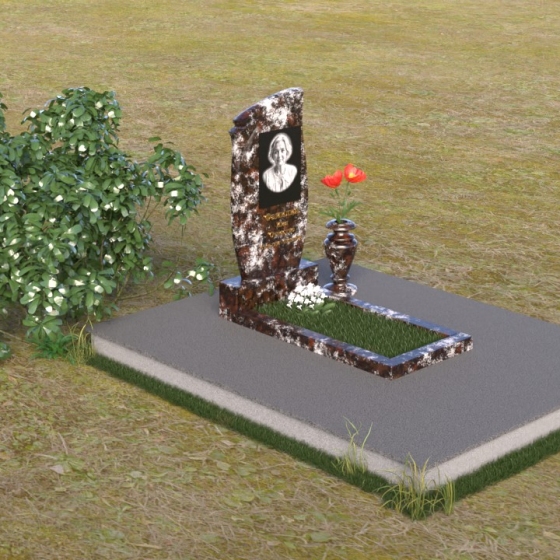 Мемориальная композиция с тумбой из гранита, гранит амфиболит, вид 2