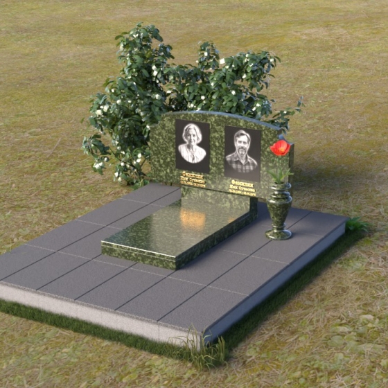 Мемориал с плавной линией горизонта, гранит Балтик грин