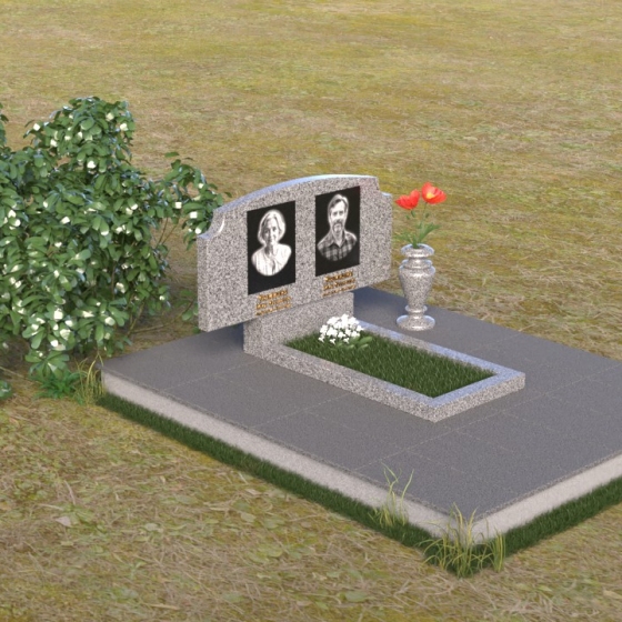 Мемориал с плавной линией горизонта, гранит Мансуровский, вид 2