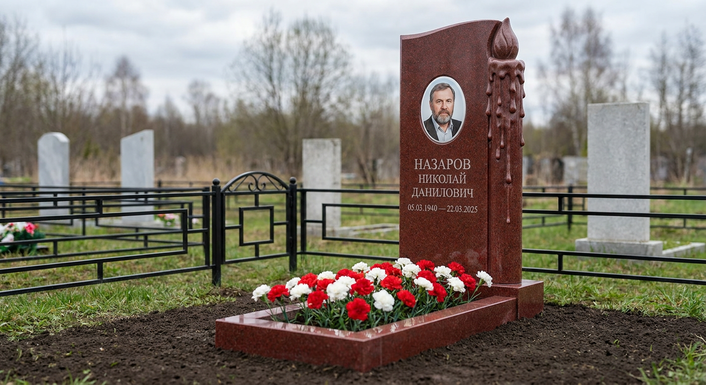 Пример дизайна: Мемориал с оплывающей свечой из лезниковского гранита