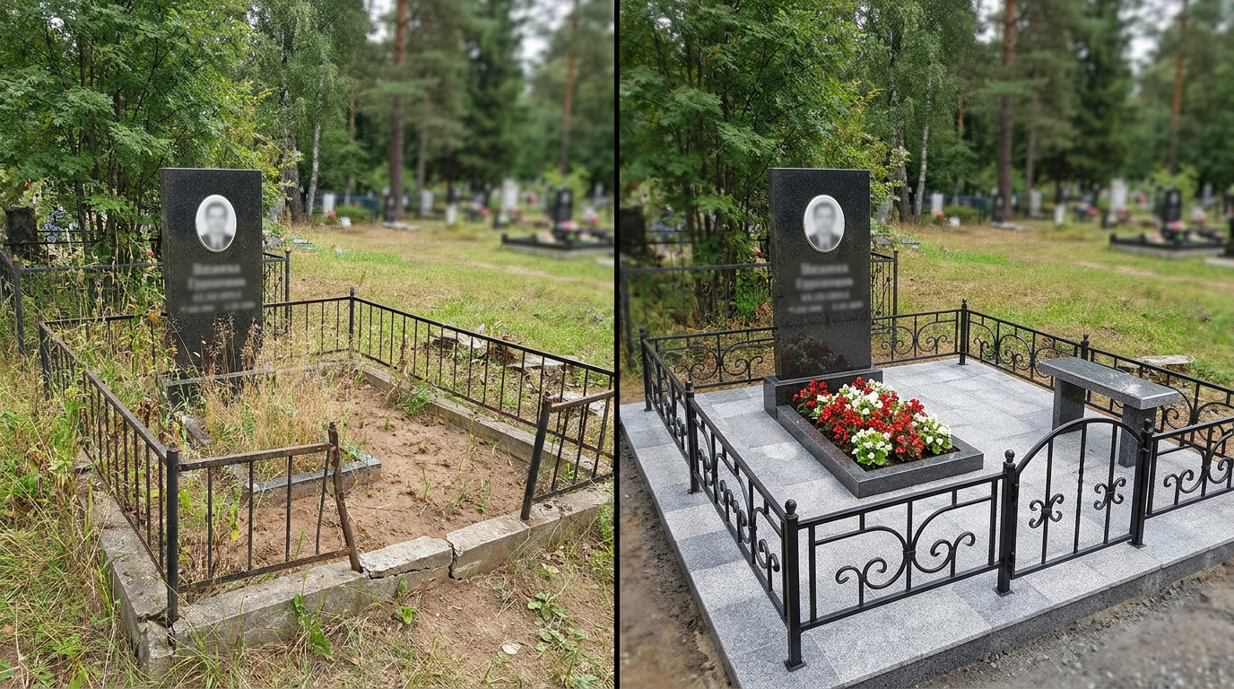 Благоустройство могилы в Ярославле — пример 1